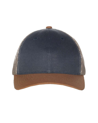 Outdoor Cap Tri-Color Mesh Back Trucker Cap HPD615M #color_Navy/ Khaki/ Duck