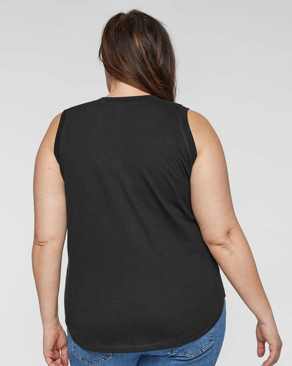 LAT Women's Curvy Relaxed Fine Jersey Tank 3892 #colormdl_Black