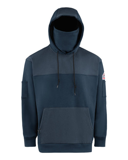 Bulwark Men's Flame Resistant Fleece Hooded Sweatshirt SMM4 #color_Navy