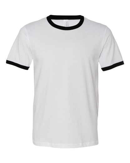 BELLA + CANVAS Men's Jersey Heather Ringer Tee 3055 #color_White/ Black