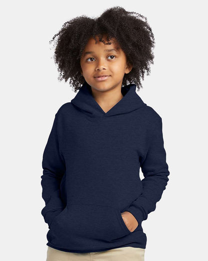 Hanes Youth EcoSmart® Hooded Sweatshirt P473 #colormdl_Heather Navy