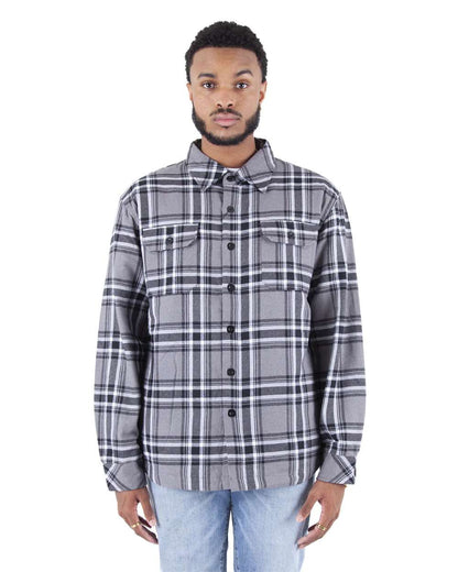 Shaka Wear Men's Plaid Flannel Jacket SHPFJ #colormdl_Dark Grey