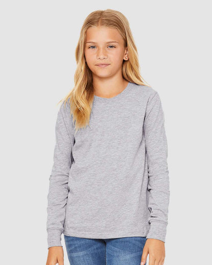 BELLA + CANVAS Youth Heather CVC Long Sleeve Tee 3501YCVC #colormdl_Athletic Heather