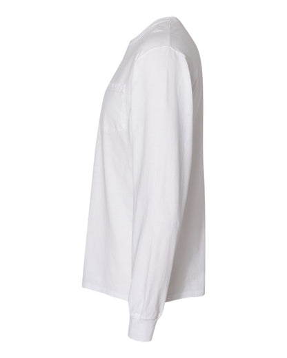 ComfortWash by Hanes Garment-Dyed Long Sleeve T-Shirt With a Pocket GDH250 #color_White