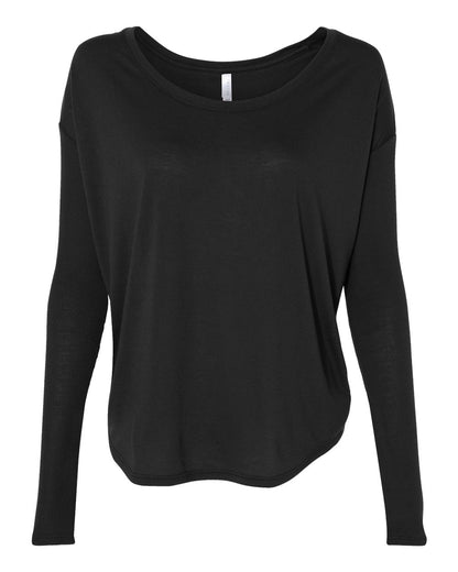 BELLA + CANVAS Women’s Flowy 2x1 Ribbed Long Sleeve Tee 8852 #color_Black