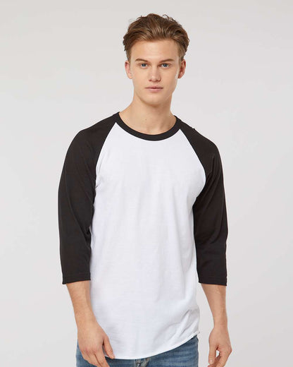 Tultex Fine Jersey Raglan T-Shirt 245 #colormdl_White/ Black