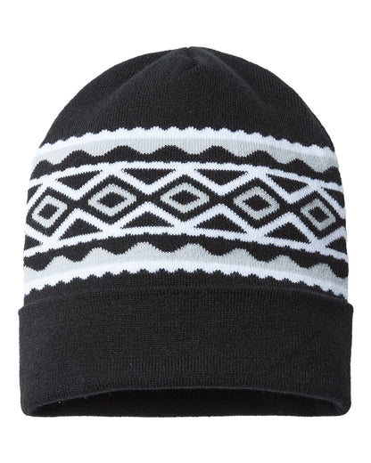 CAP AMERICA USA- Made Diamond Cuffed Beanie RKD12 #color_Black/ Silver