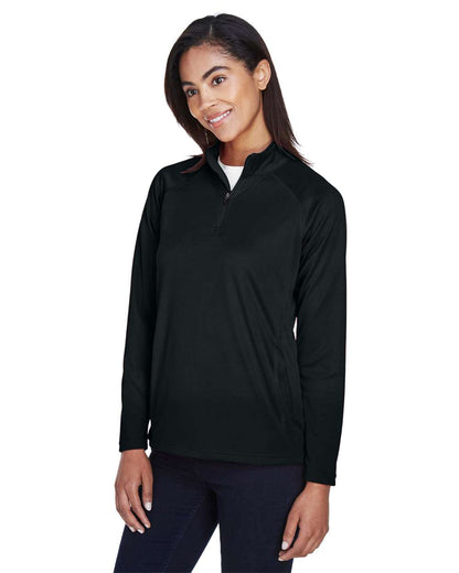 Devon & Jones Women's Stretch Tech-Shell® Compass Quarter-Zip Pullover DG440W #colormdl_Black