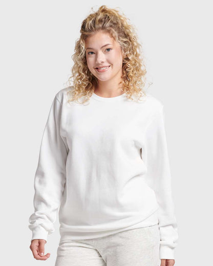JERZEES Unisex Eco™ Premium Blend Ring-Spun Crewneck Sweatshirt 701MR #colormdl_White