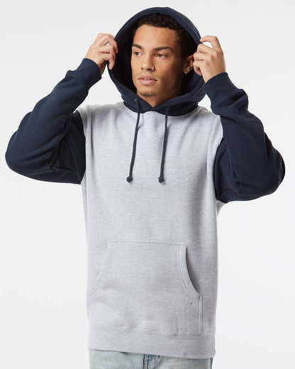 Independent Trading Co. Heavyweight Hooded Sweatshirt IND4000 #colormdl_Grey Heather/ Slate Blue