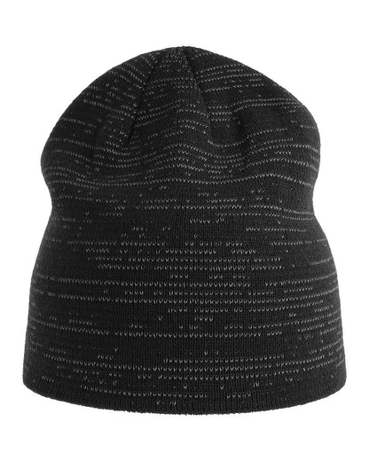 Atlantis Headwear Sustainable Reflective Beanie SHINE #color_Black