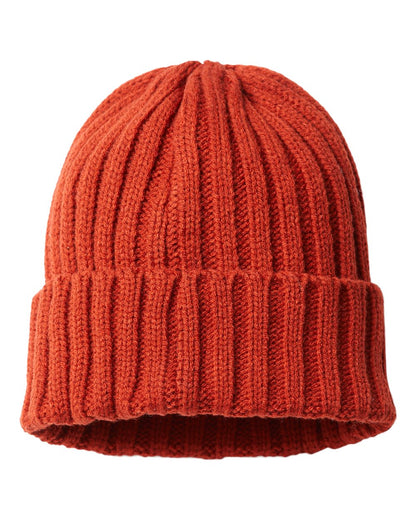 Atlantis Headwear Sustainable Cable Knit Cuffed Beanie SHORE #color_Rusty