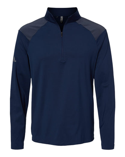 Adidas Shoulder Stripe Quarter-Zip Pullover A520 #color_Team Navy Blue