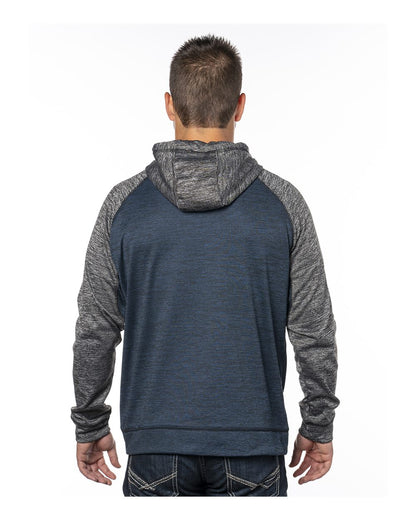 Burnside Performance Raglan Full-Zip Sweatshirt 8660 #color_Heather Navy/ Heather Charcoal