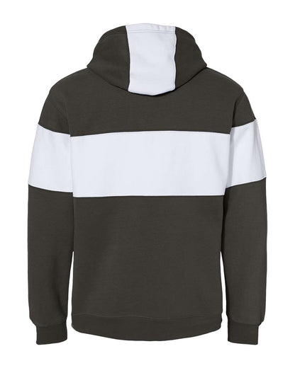 J. America Men's Varsity Fleece Colorblocked Hooded Sweatshirt 8644 #color_Black