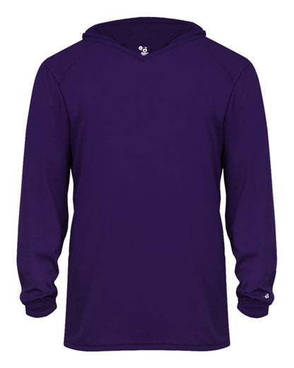 Badger Youth B-Core Long Sleeve Hooded T-Shirt 2105 #color_Purple