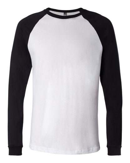 BELLA + CANVAS Men's Long Sleeve Jersey Baseball Tee 3000 #color_White/ Black