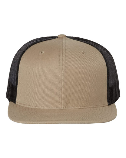 Richardson Wool Blend Flat Bill Trucker Cap 511 #color_Khaki/ Black