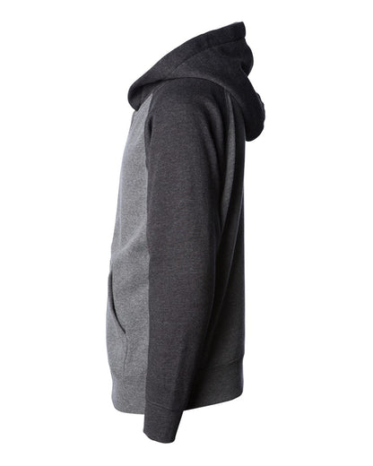 Independent Trading Co. Youth Lightweight Special Blend Raglan Zip Hood PRM15YSBZ #color_Nickel/ Carbon