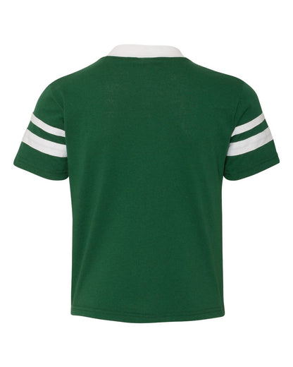 Augusta Sportswear Youth V-Neck Jersey with Striped Sleeves 361 #color_Dark Green/ White