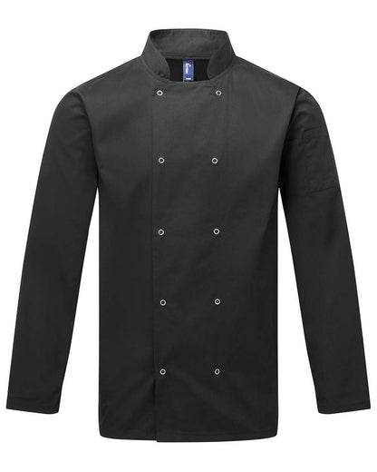 Artisan Collection by Reprime Unisex Ten Studded Front Chef Coat RP665 #color_Black