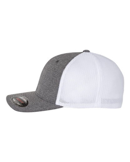 Flexfit Mélange Trucker Cap 6311 #color_Dark Heather Grey/ White