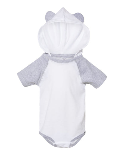 Rabbit Skins Infant Fine Jersey Raglan Bodysuit with Hood & Ears 4417 #color_Blended White/ Vintage Heather