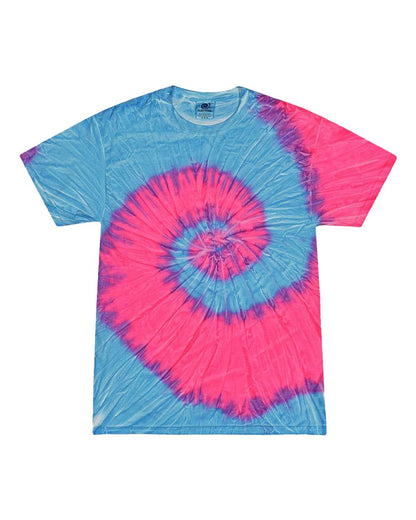 Colortone Youth Multi-Color Tie-Dyed T-Shirt 1000Y #color_Flo Blue/ Pink