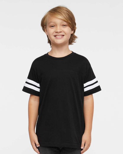 LAT Youth Football Fine Jersey Tee 6137 #colormdl_Black Solid/ White