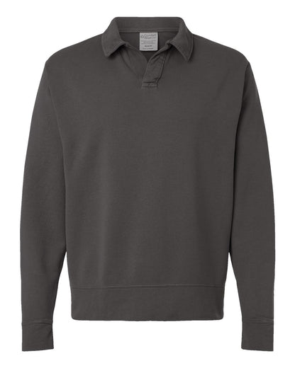 ComfortWash by Hanes Unisex Garment-Dyed Polo Collar Sweatshirt GDH490 #color_New Railroad Grey