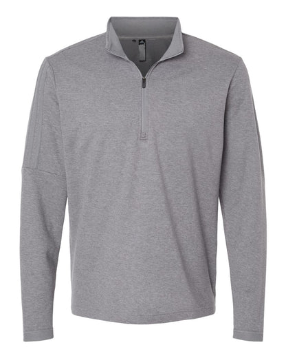 Adidas Men's 3-Stripe Quarter-Zip Sweater Pullover A554 #color_Grey Three Melange