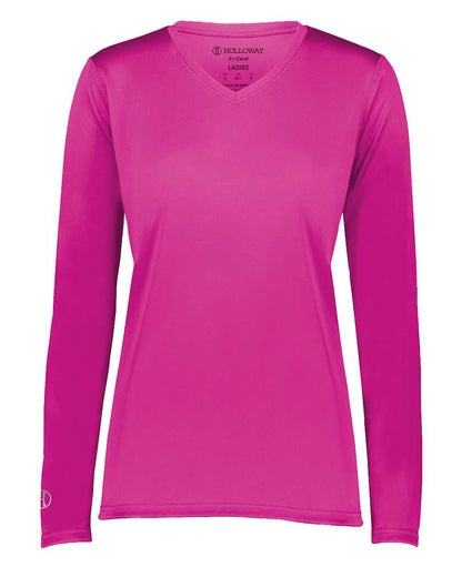 Holloway Women's Momentum Long Sleeve V-Neck T-Shirt 222824 #color_Power Pink