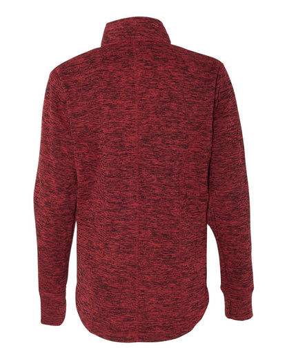 J. America Women's Cosmic Fleece Quarter-Zip Pullover 8617 #color_Red Fleck/ Black