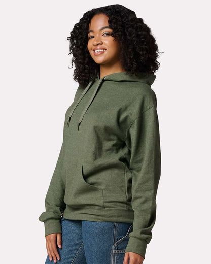 JERZEES Unisex Ultimate CVC Hooded Sweatshirt IC49MR #colormdl_Military Green Heather