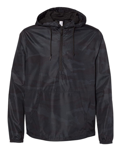 Independent Trading Co. Unisex Lightweight Quarter-Zip Windbreaker Pullover Jacket EXP54LWP #color_Black Camo