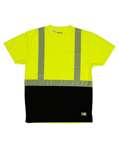 Berne Apparel Unisex Hi-Vis Class 2 Color Blocked Pocket T-Shirt HVK017 #color_Hi Vis Yellow