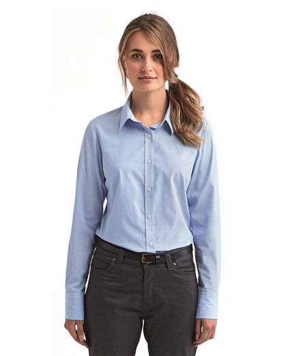 Artisan Collection by Reprime Women's Microcheck Gingham Cotton Shirt RP320 #colormdl_Light Blue/ White