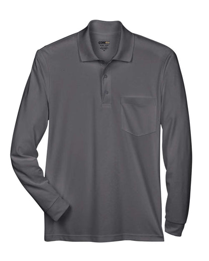 CORE365 Men's Pinnacle Performance Long Sleeve Piqué Polo with Pocket 88192P #color_Carbon