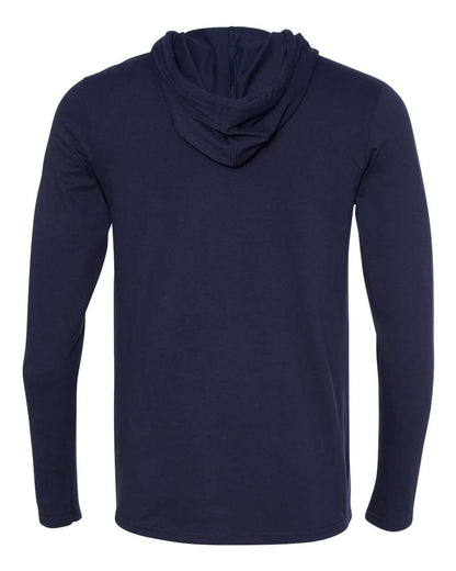 Gildan Unisex Softstyle® Lightweight Hooded Long Sleeve T-Shirt 987 #color_Navy/ Dark Grey