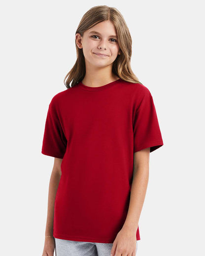 Hanes Youth Perfect-T T-Shirt 498Y #colormdl_Deep Red