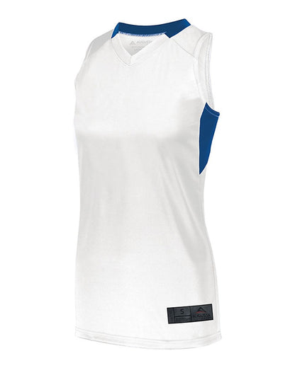 Augusta Sportswear Women's Step-Back Basketball Jersey 1732 #color_White/ Royal