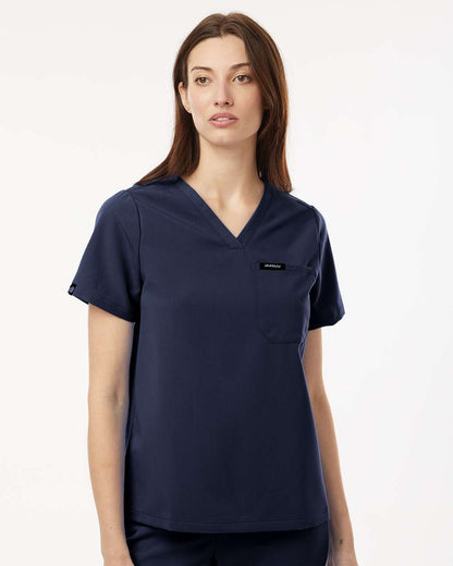 Jaanuu Women's Rhena Essential 1-Pocket Scrub V-Neck Top W10001 #colormdl_Midnight Navy