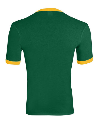 Augusta Sportswear 50/50 Ringer T-Shirt 710 #color_Dark Green/ Gold