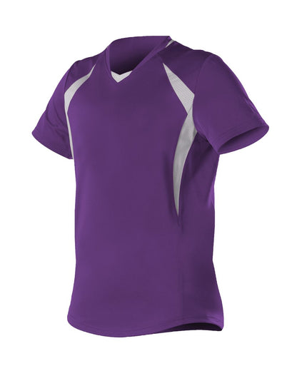 Alleson Athletic Girls' Short Sleeve Fastpitch Jersey 552JG #color_Purple/ White