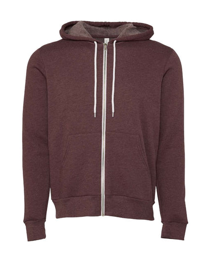 BELLA + CANVAS Sponge Fleece Full-Zip Hoodie 3739 #color_Heather Maroon