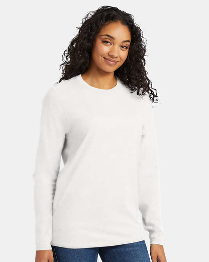 Hanes Unisex Perfect-T Long Sleeve T-Shirt 498L #colormdl_White