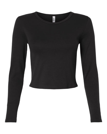American Apparel Women's Baby Rib Long Sleeve Cropped Tee BR2107 #color_Black
