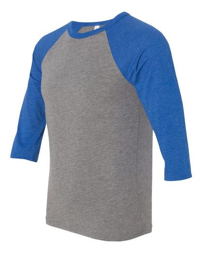 BELLA + CANVAS Three-Quarter Sleeve Baseball Tee 3200 #color_Grey/ True Royal Triblend