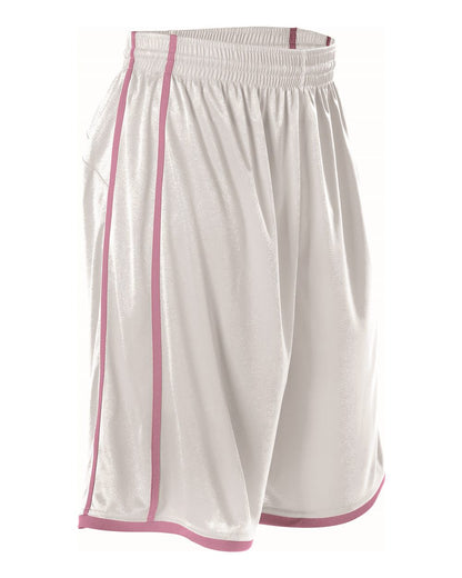 Alleson Athletic Women's Basketball Shorts 535PW #color_White/ Pink