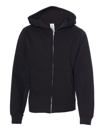 Independent Trading Co. Youth Midweight Full-Zip Hooded Sweatshirt SS4001YZ #color_Black